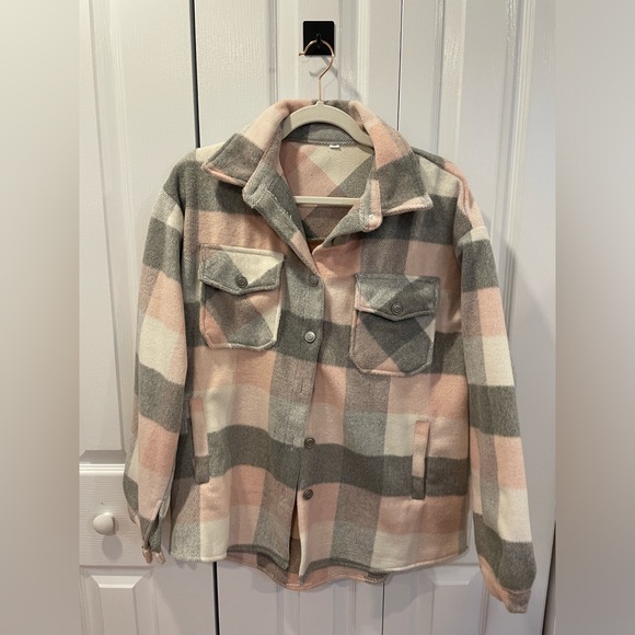 bundle of 2 checkered pattern shacket (pink and red) - Picture 1 of 12